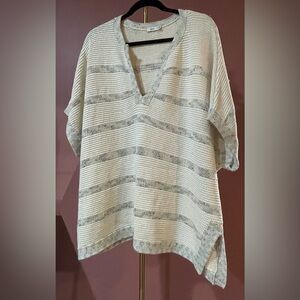 Vince Cream and Gray Knit Sweater